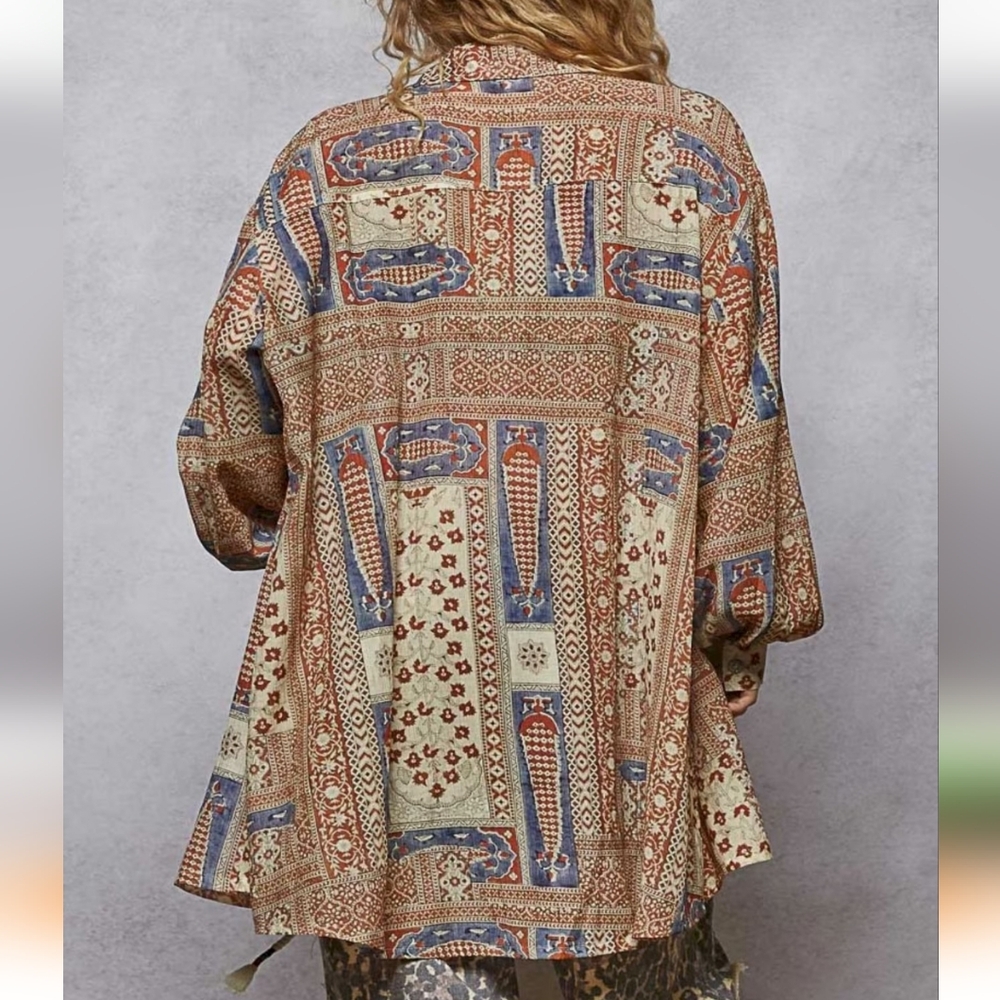 NEW POL Multicolor Patchwork Top NWT - image 5